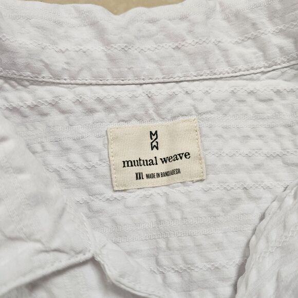 Mutual Weave Men’s Shirt XXL Button Up White 100% Cotton Strait Hem Short Sleeve - Picture 2 of 10